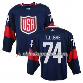USA Dresy T.J. Oshie 74 Světový pohár v ledním hokeji 2016 Modrá Premier - Pánské